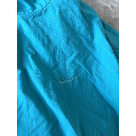 Vintage Nike Jacket Womens Large Teal Mesh Lined Hooded Anorak Rain Wind Coat - Picture 3 of 8